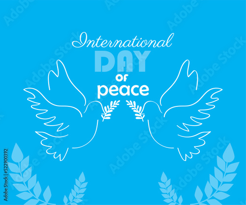 peace day lettering with doves