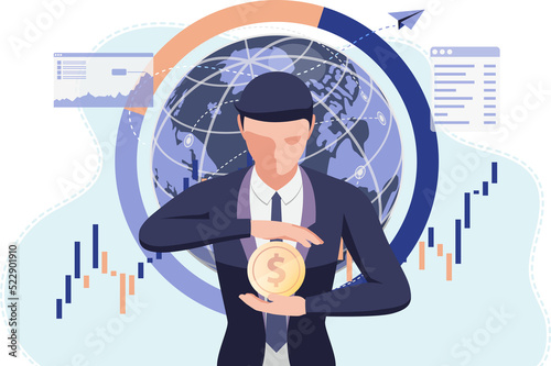 Businessman Holding Dollar Coin in His Hand