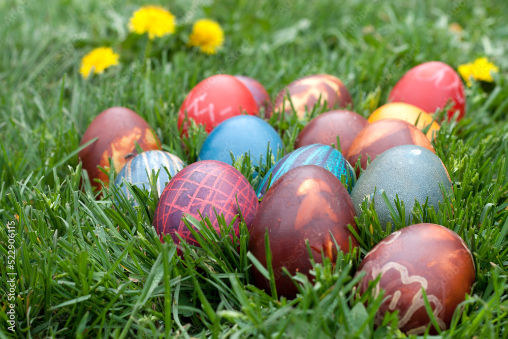 Easter eggs in grass