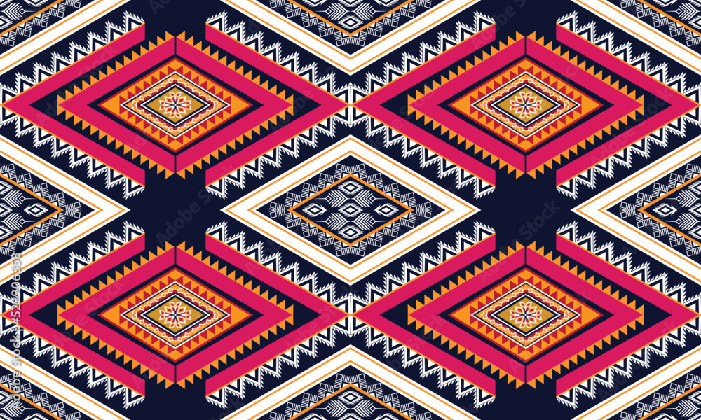 Geometric ethnic flower pattern for background,fabric,wrapping,clothing,wallpaper,Batik,carpet,embroidery style.