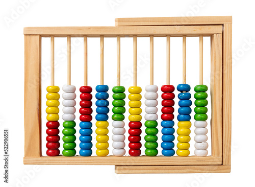 School abacus isolated transparent background. Basic Maths tool for kids top view	. PNG photo
