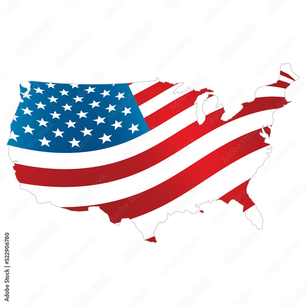 USA flag and map. USA flag and map.
