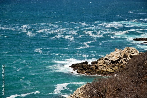 waves crashing on rocks