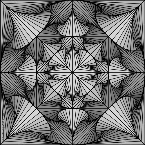 image of a black and white abstraction in a square in the form of a star flower