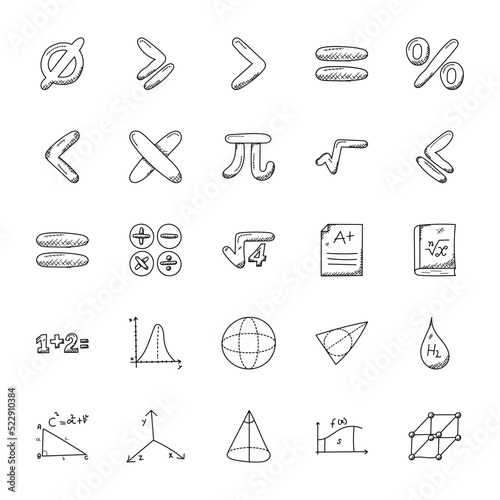 Pack Of Mathematics Doodle Icons

