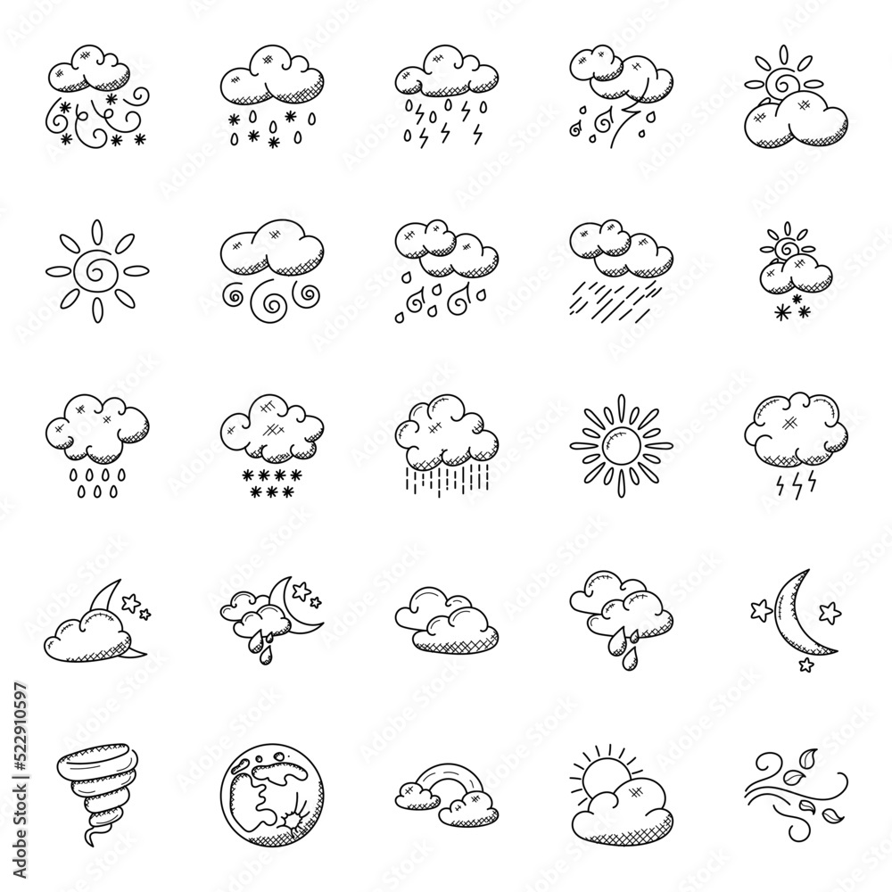 Doodles Set of Weather Doodles Set of Weather