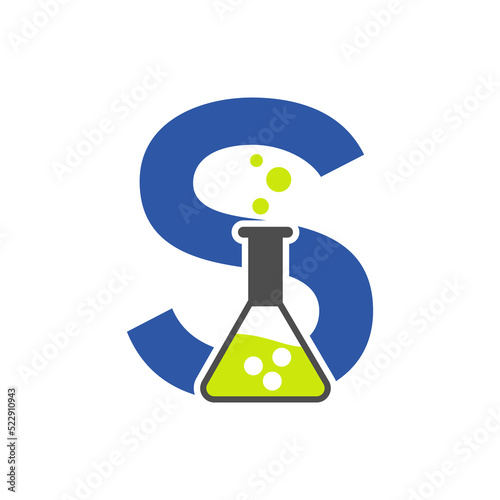 Letter S Lab Logo Concept for Science, Healthcare, Medical, Laboratory, Chemical and Nature Symbol photo