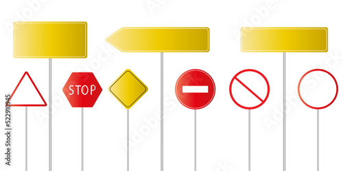 Set of road signs isolated on a white background. vector illustration