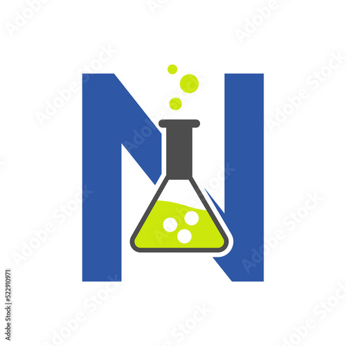 Letter N Lab Logo Concept for Science, Healthcare, Medical, Laboratory, Chemical and Nature Symbol