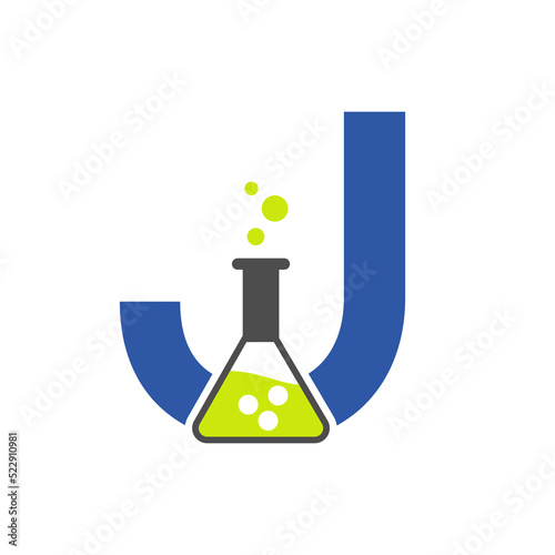 Letter J Lab Logo Concept for Science, Healthcare, Medical, Laboratory, Chemical and Nature Symbol
