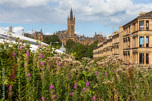 Views of Glasgow's Westend  and Glasgow University tower. photo