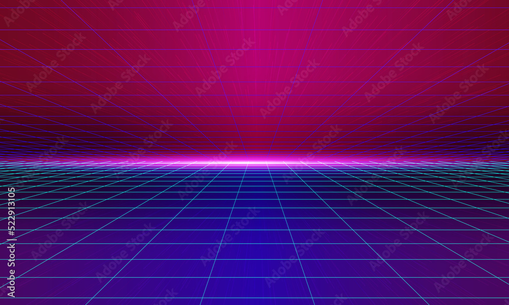 Retro futuristic landscape background Retro futuristic landscape background