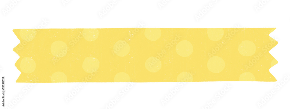 Yellow polka dot patterned paper decoration tape. Flat vector illustration.