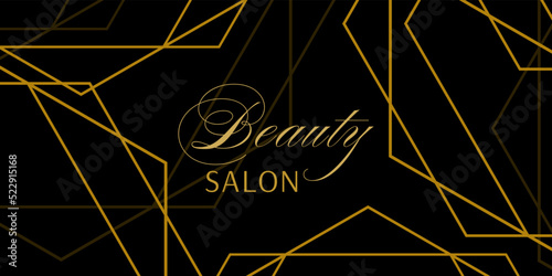 Abstract geometric design on black background. Design for beauty salon and hairdresser.