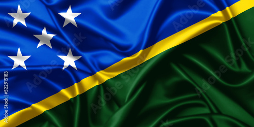 Solomon Island waving flag close up satin texture background