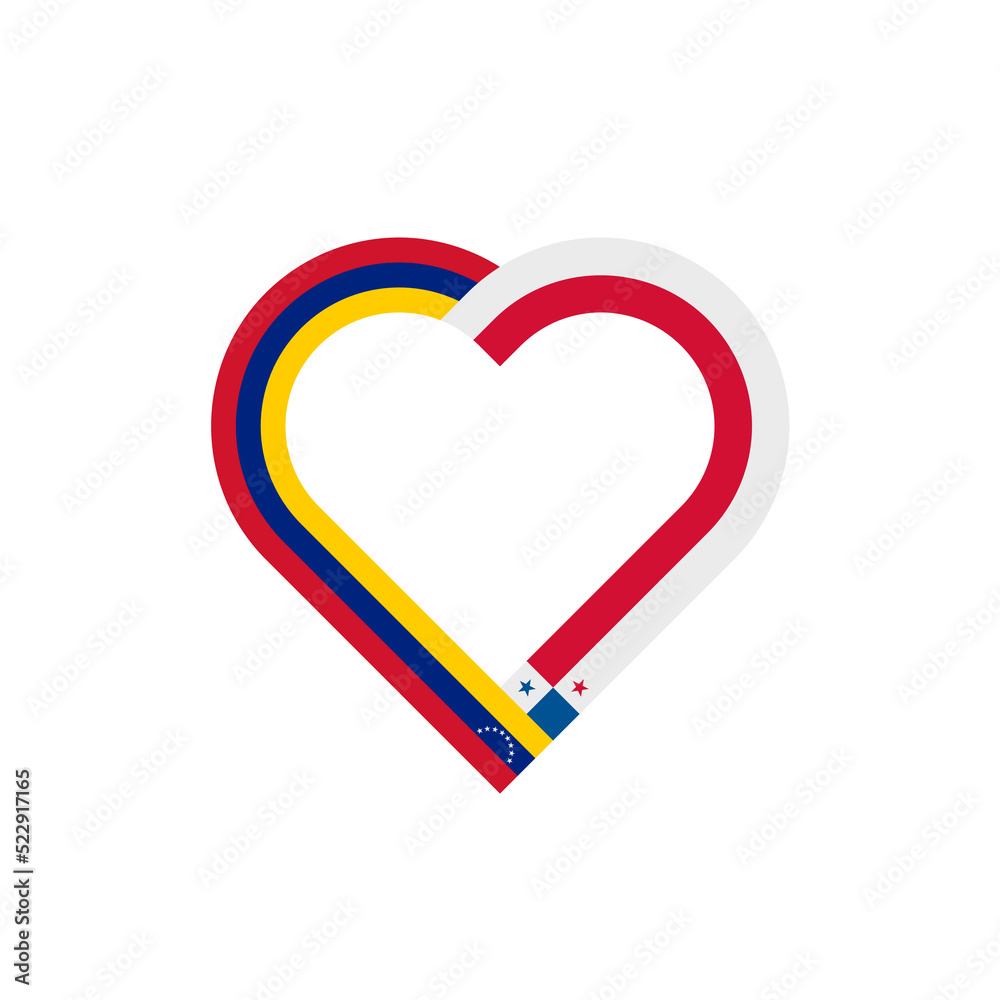 unity concept. heart ribbon icon of venezuela and panama flags. vector illustration isolated on white background unity concept. heart ribbon icon of venezuela and panama flags. vector illustration isolated on white background