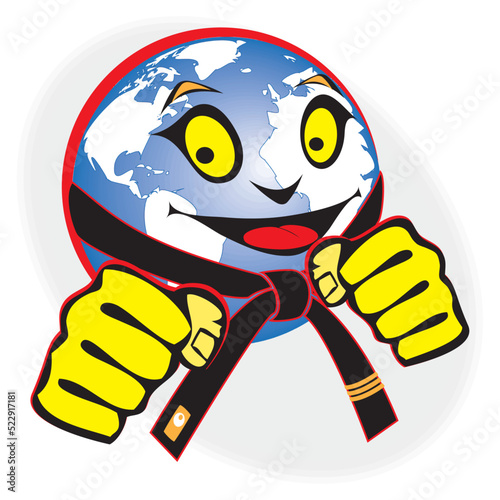 Karate power fist emblem. Martial art colored simbol design. Vector, EPS.