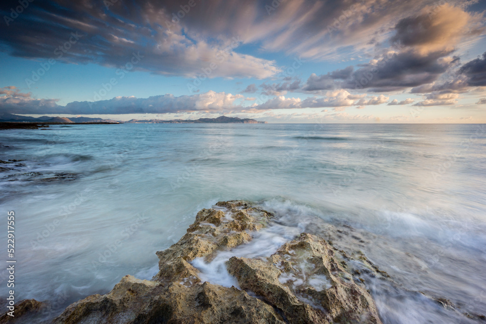 playa de Es Dolç y punta Llarga de Son Real, bahia de Alcudia, Santa Margarida, Mallorca, balearic islands, spain, europe