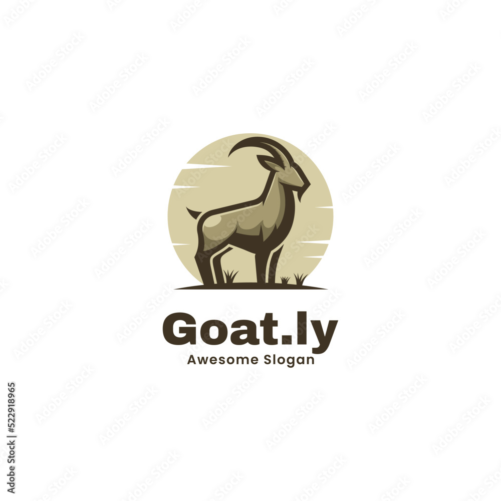 Vector Logo Illustration Goat Simple Mascot Style.