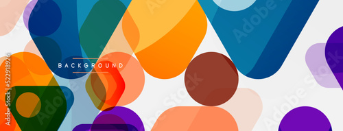 Color bubbles and rounded geometric shapes on white. Vector geometric minimal abstract background for wallpaper, banner, background, landing page