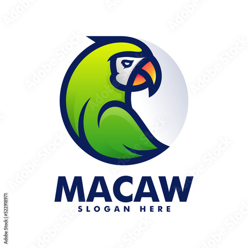 Vector Logo Illustration Macaw Simple Mascot Style.