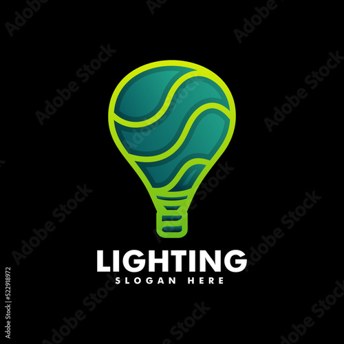 Vector Logo Illustration Air Balloon Gradient Line Art Style.