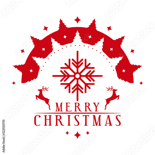 Merry Christmas -  post stamp design. Xmas decorative element for handmade gifts. Vector illustration on white background.