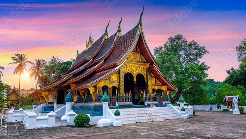 Wat Xieng Thong  Golden City Temple  at sunset in Luang Prabang  Laos.