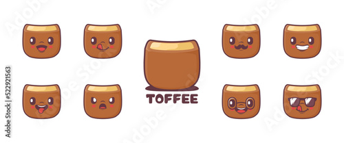 Toffee cartoon. food vector illustration. icon, emoticons, cartoons