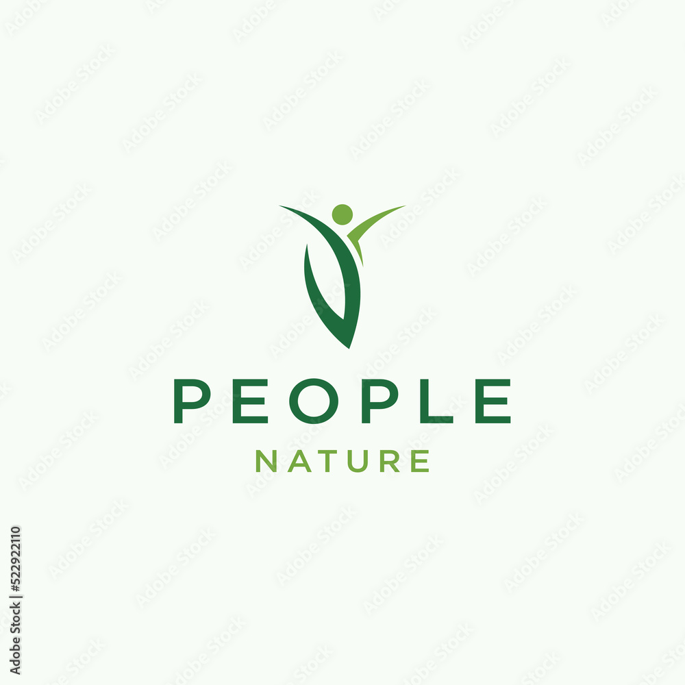 Green leaf people logo design template flat vector illustration Green leaf people logo design template flat vector illustration