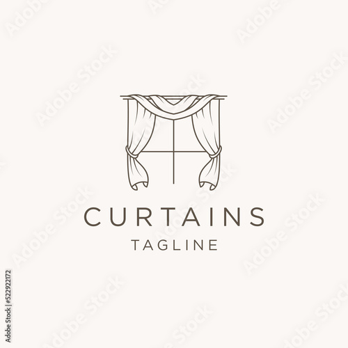 Curtain logo design template flat vector illustration