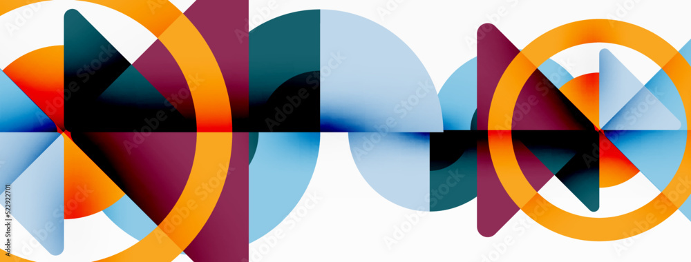 Obraz premium Creative geometric wallpaper. Minimal abstract background. Triangles and circles composition vector illustration for wallpaper banner background or landing page