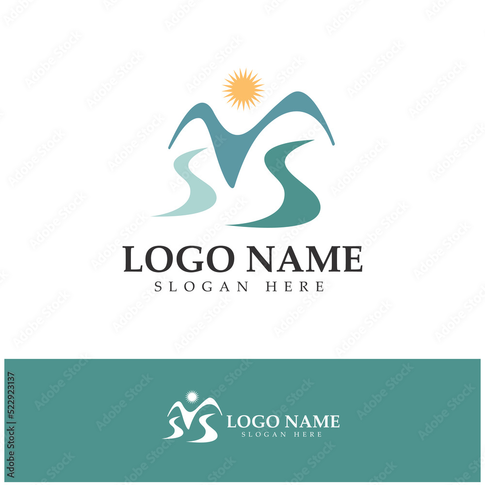 Obraz premium River Logo vector icon illustration design template
