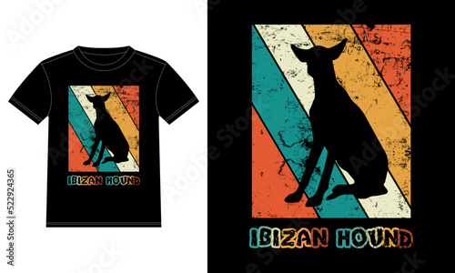 Funny Ibizan Hound Retro Vintage Sunset T-shirt Design template, Ibizan Hound Board, Car Window Sticker, POD, cover, Isolated white background, Silhouette Gift for Ibizan Hound Lover
 photo