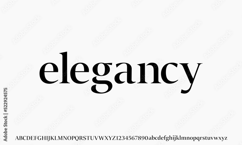 Elegant Font Set. Modern Serif Font Uppercase Lowercase and Number for