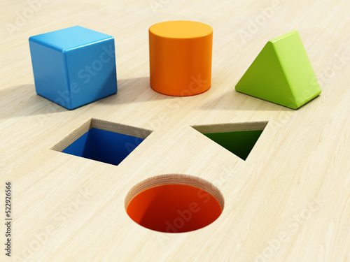 Konstfotografi Shape sorter puzzle toy with square, circle and triangle shapes