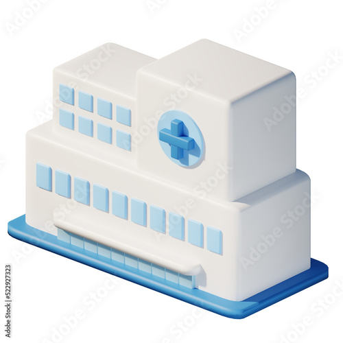3d isometric big hospital building icon illustration