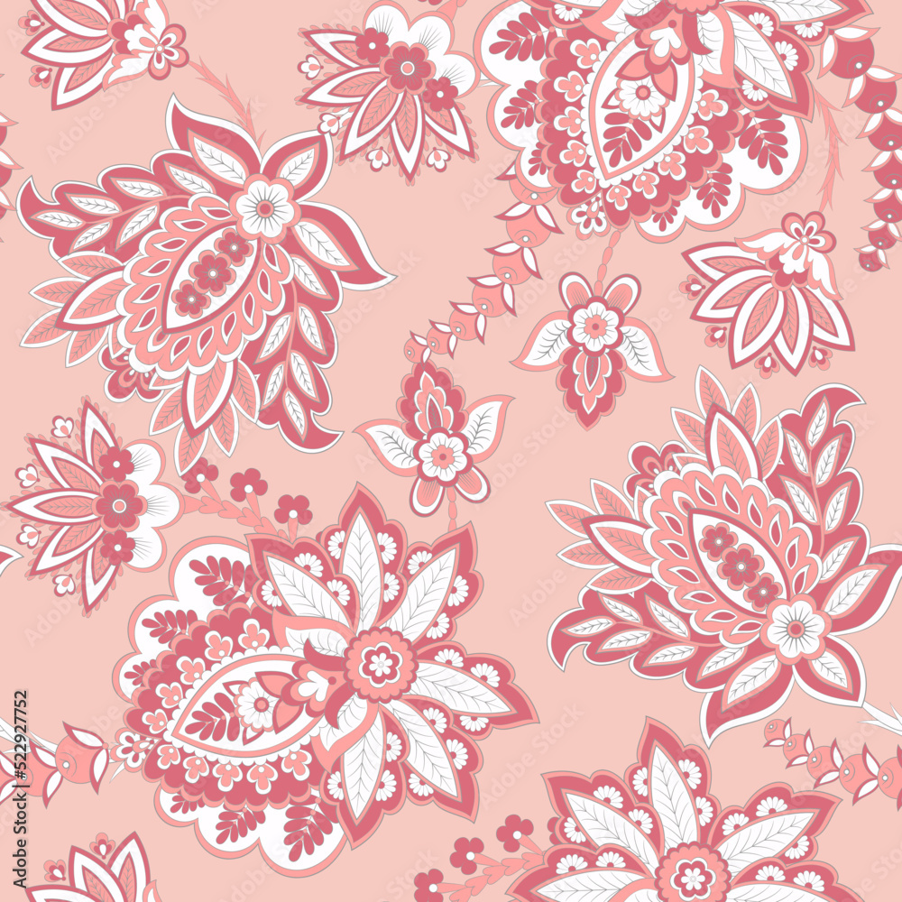 Floral paisley seamless pattern. damask vector background