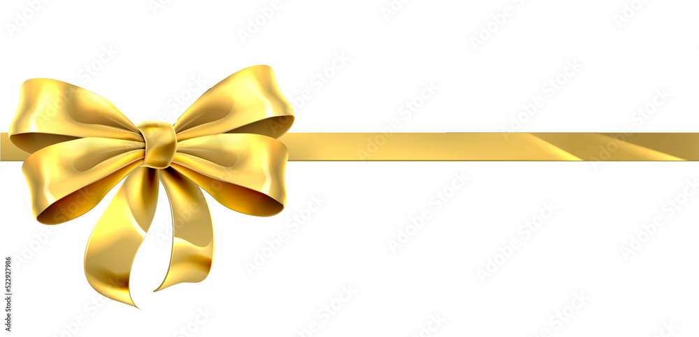 Christmas, birthday or other gift gold golden ribbon and bow wrapping background
