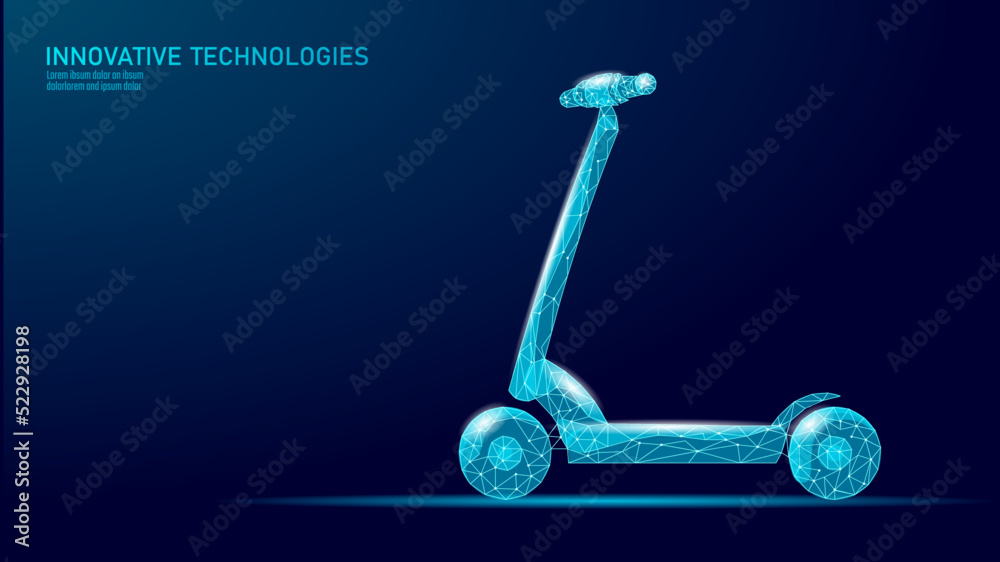 Vecteur Stock Electric scooter low poly design. Eco micromobility transport  last-mile problem solution. Pick up scooter-sharing rental system. E-scooter  urban mobility vector illustration | Adobe Stock