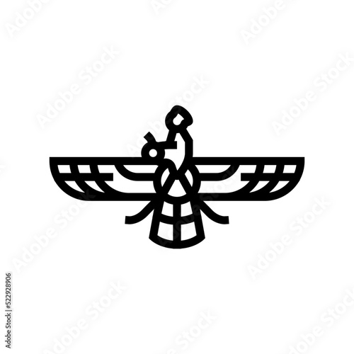 zoroastrianism religion line icon vector. zoroastrianism religion sign. isolated contour symbol black illustration