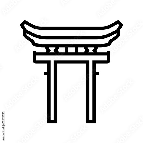 shinto religion line icon vector. shinto religion sign. isolated contour symbol black illustration