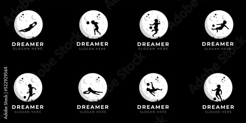 Child dream logo design illustration collection - Dream illustration - reach dream - banner icon