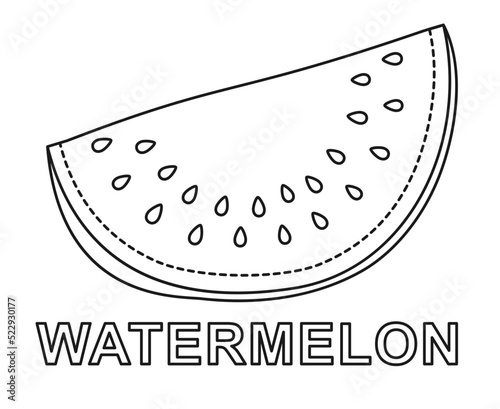 Black and white watermelon slice. Summer food poster