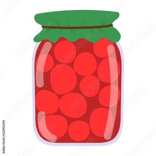 Jar of pickled tomatoes, vector isolated on a white background