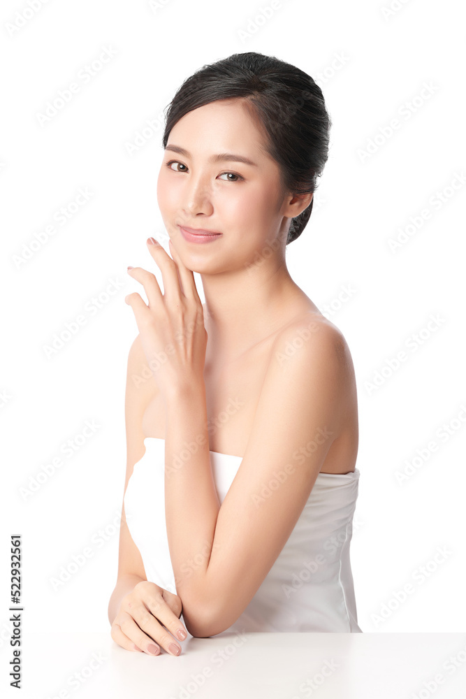 Beautiful young asian woman with clean fresh skin on white background, Face care, Facial treatment, Cosmetology, beauty and spa, Asian women portrait. Beautiful young asian woman with clean fresh skin on white background, Face care, Facial treatment, Cosmetology, beauty and spa, Asian women portrait.
