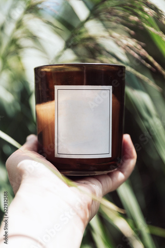 Glass candle mockup , add your own logo and text.