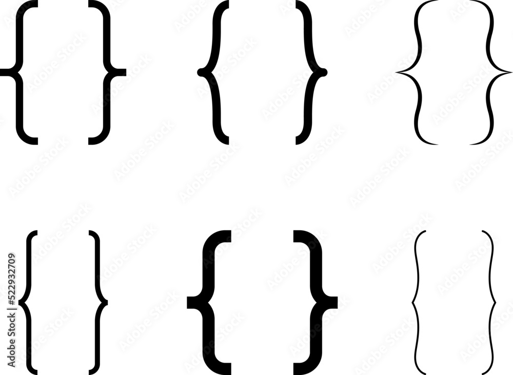 Curly Braces Double Symmetric Brackets Vector Typography Symbols Pair 