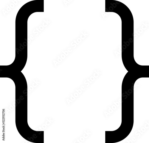 Curly braces, double symmetric brackets. Vector Typography symbols pair, frames for punctuation, maths, elements sign for text quote, mathematics.