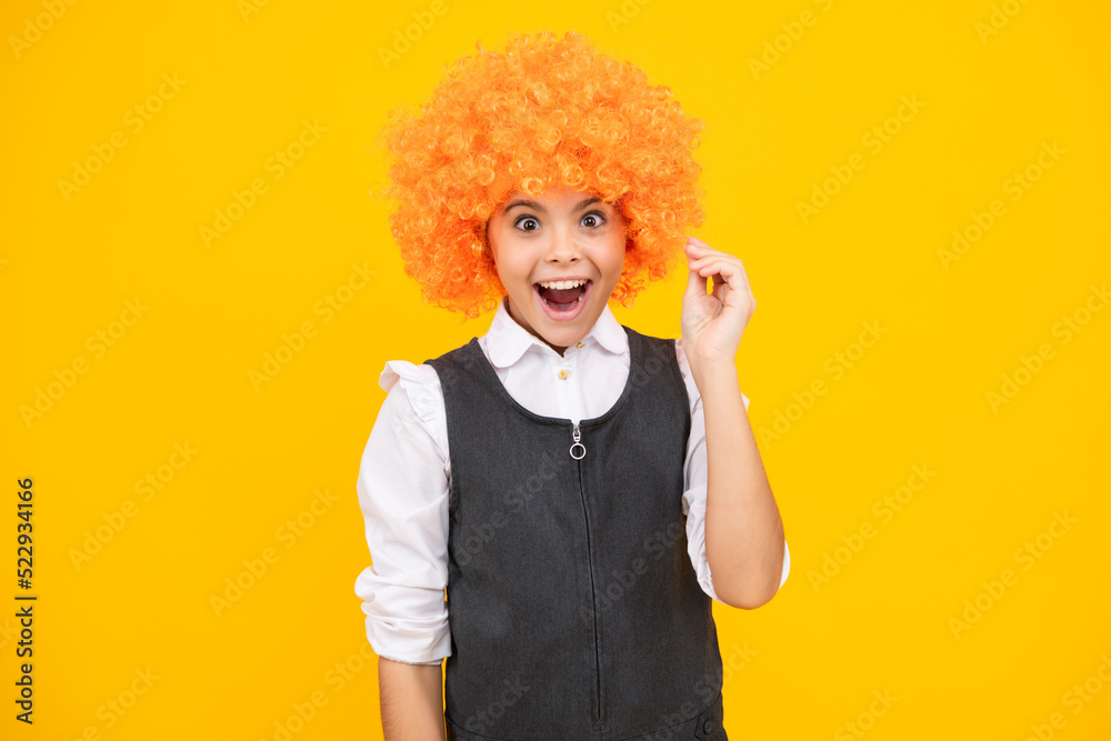 Close up portrait of the cute clown girl. Happy girl face, positive and smiling emotions. Close up portrait of the cute clown girl. Happy girl face, positive and smiling emotions.